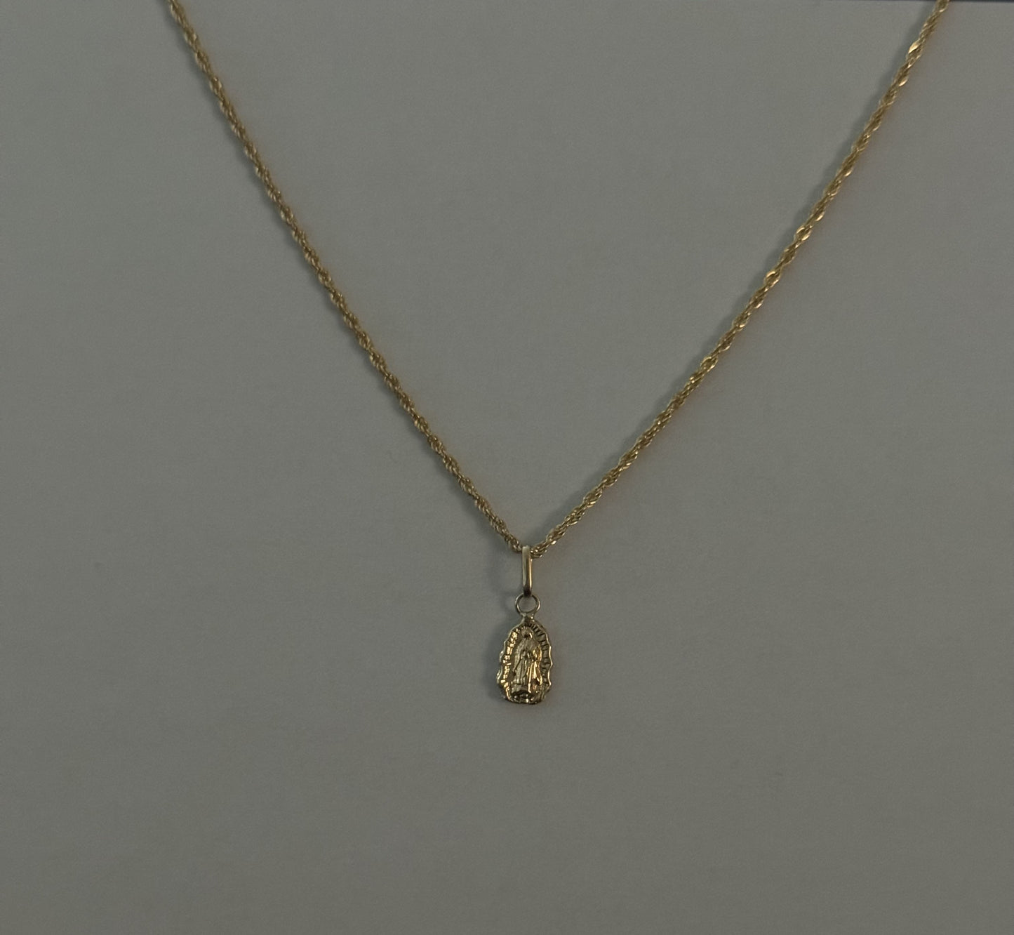 18k Rope Chain with Virgin Guadalupe Pendant