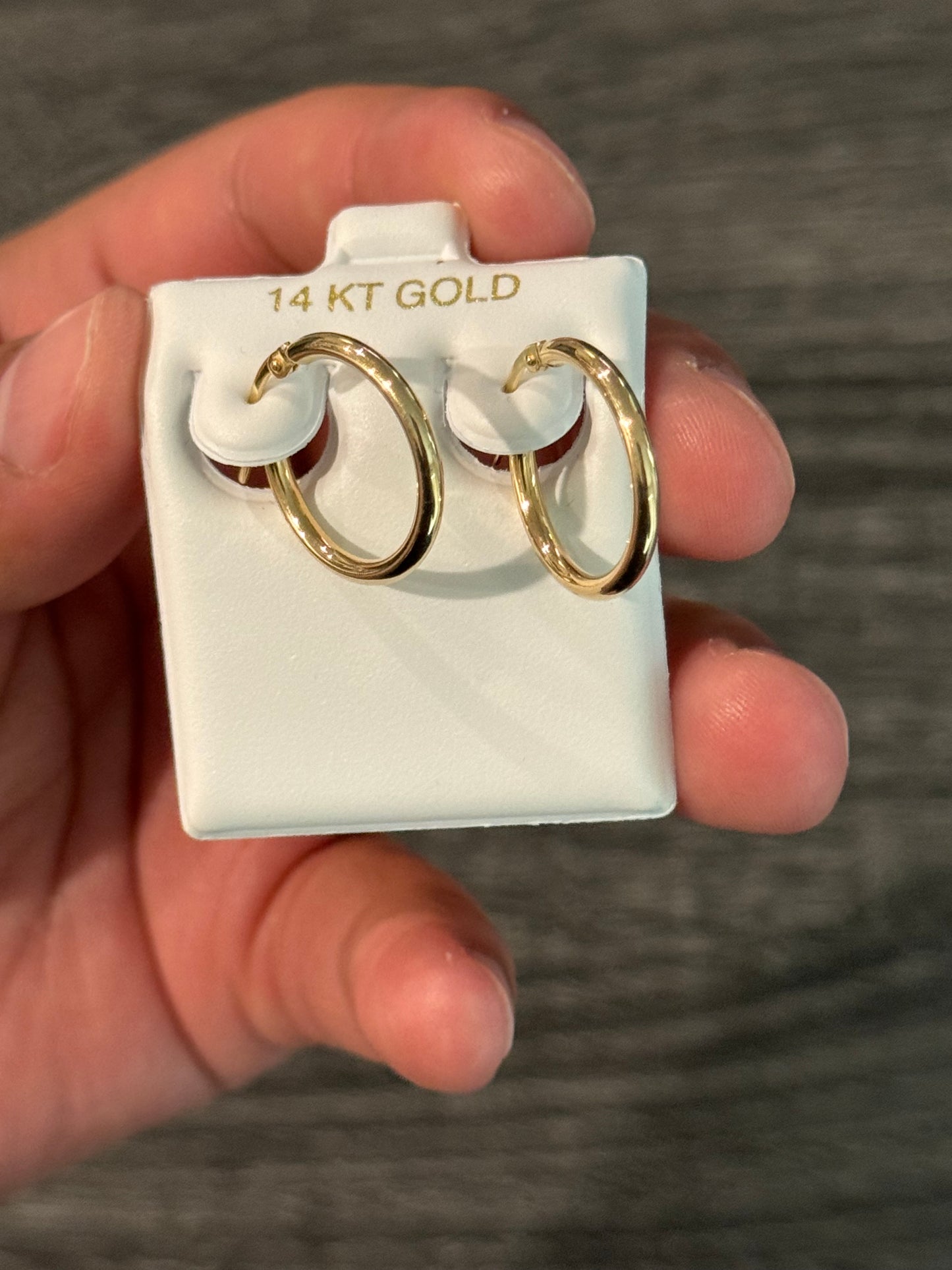 14k Yellow Gold Hoops - 15mm