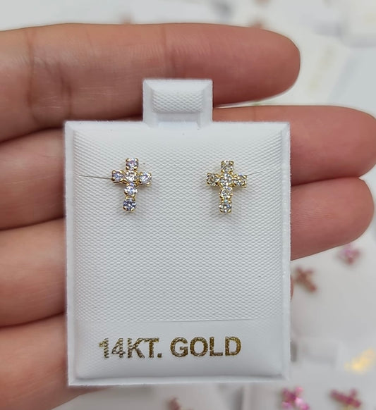 14k Yellow Gold Cross with Zirconia